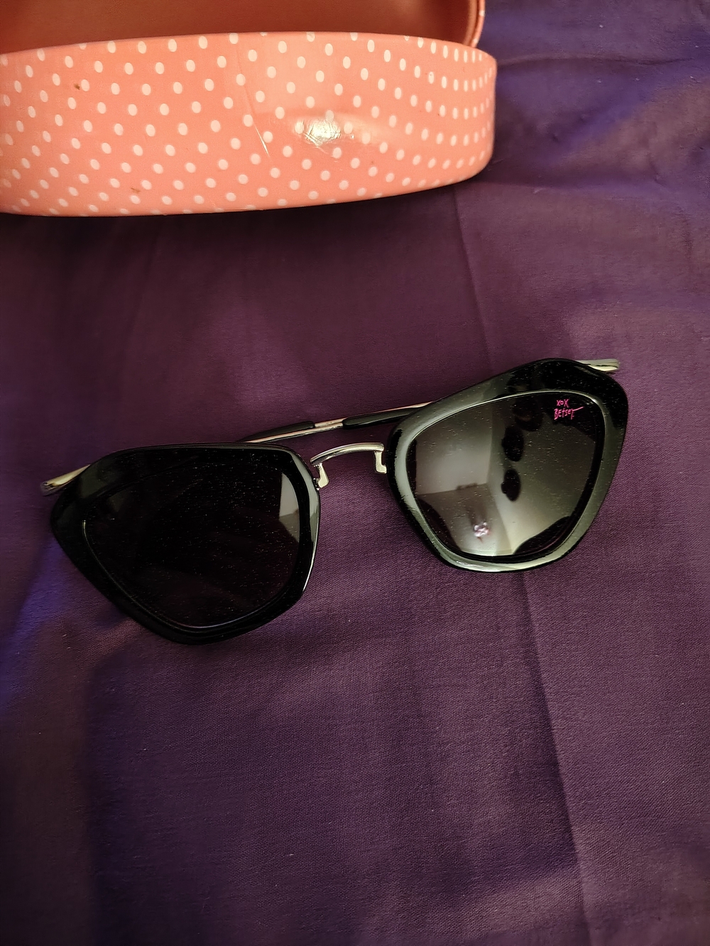 Black Betsey Johnson Sunglasses With A Polka Dot Case